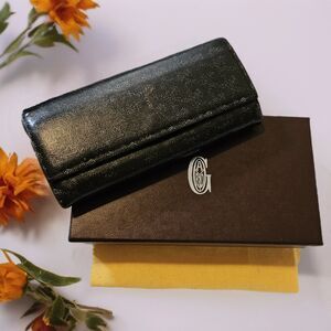 Goyard (Authentic) Goyardine Black Chevron Varenne Continental Long Wallet & Box